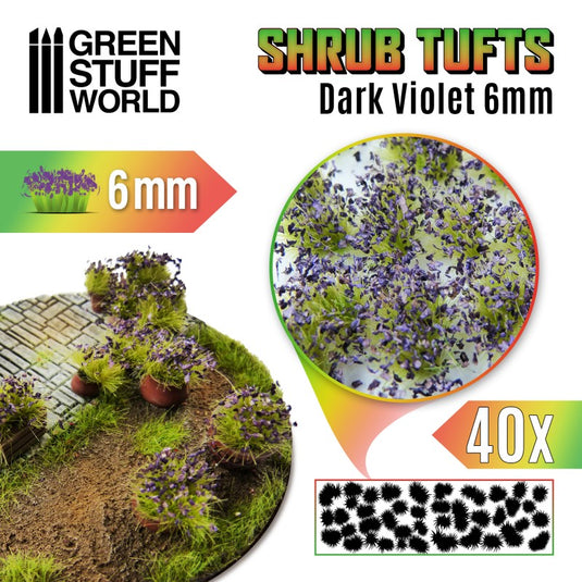 Green Stuff World for Models & Miniatures: Shrub Tufts - 6mm Dark Violet 10743