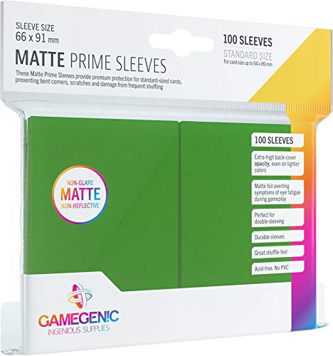Gamegenic Matte Prime Sleeves: Green (100) (GG1031) Standard 66x91mm