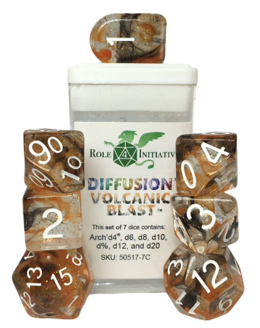 Roll Initiative Polyhedral Dice: Diffusion Volcanic Blast - Set of 7