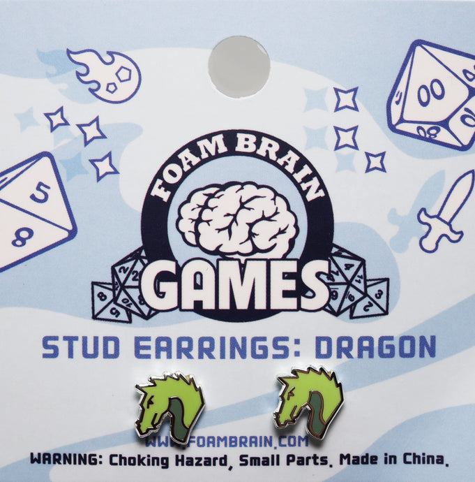 Foam Brain Games Stud Earrings: Dragon FBG0865