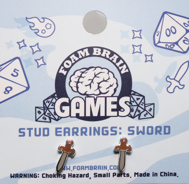 Load image into Gallery viewer, Foam Brain Games Stud Earrings: Sword FBG0871
