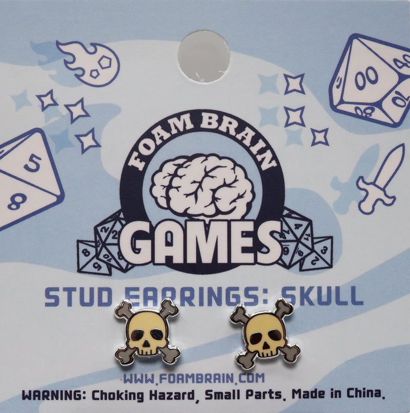 Load image into Gallery viewer, Foam Brain Games Stud Earrings: Skull FBG0872
