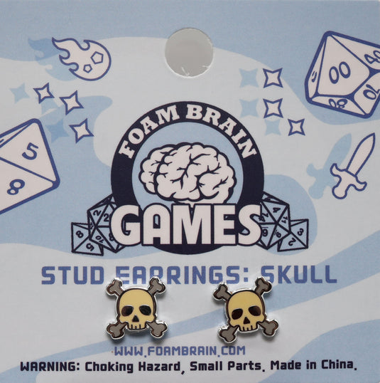 Foam Brain Games Stud Earrings: Skull FBG0872