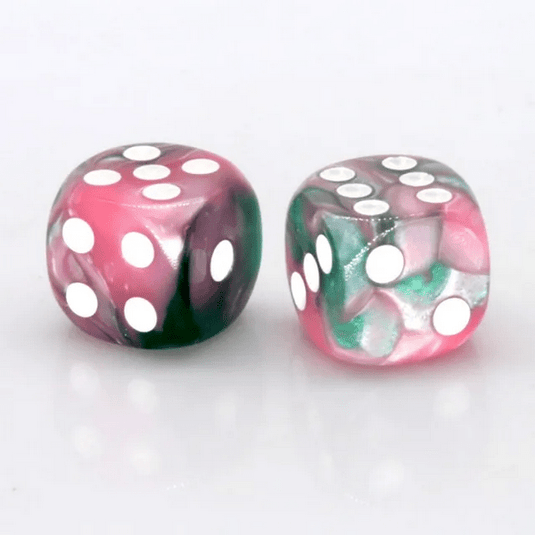 Foam Brain Games 12 Piece Pip D6 Set - Pink & Green Pearlescent FBG2531 - Cobbco