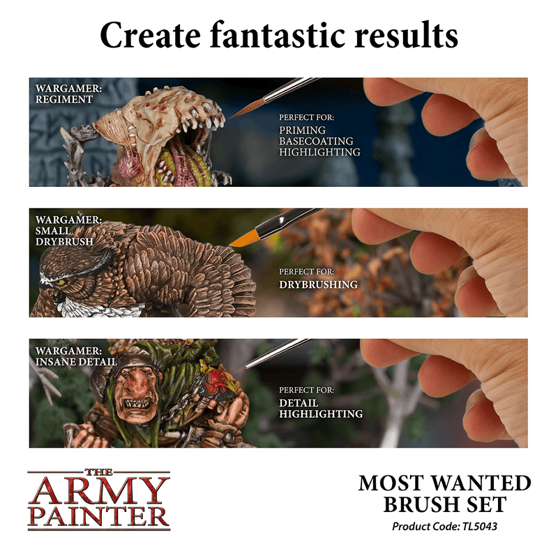 Load image into Gallery viewer, The Army Painter Most Wanted Brush Set: 3 Wargamer Brushes TL5043 - Cobbco
