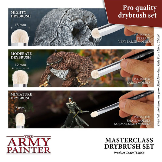 The Army Painter Masterclass Drybrush Set of 3 Brushes for Miniatures TL5054