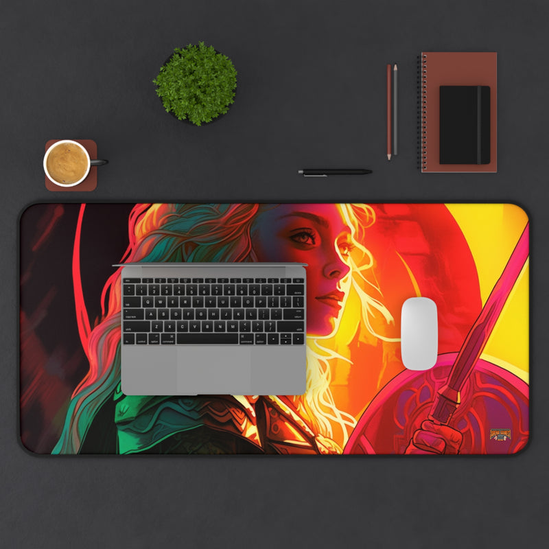 Load image into Gallery viewer, Neon Series High Fantasy RPG - Female Adventurer #3 Neoprene Playmat, Mousepad for Gaming
