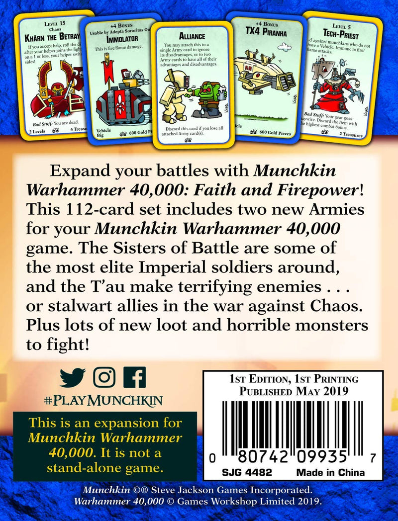 Load image into Gallery viewer, Munchkin Warhammer 40000 Faith and Firepower Expansion 112 More Munchkin Cards
