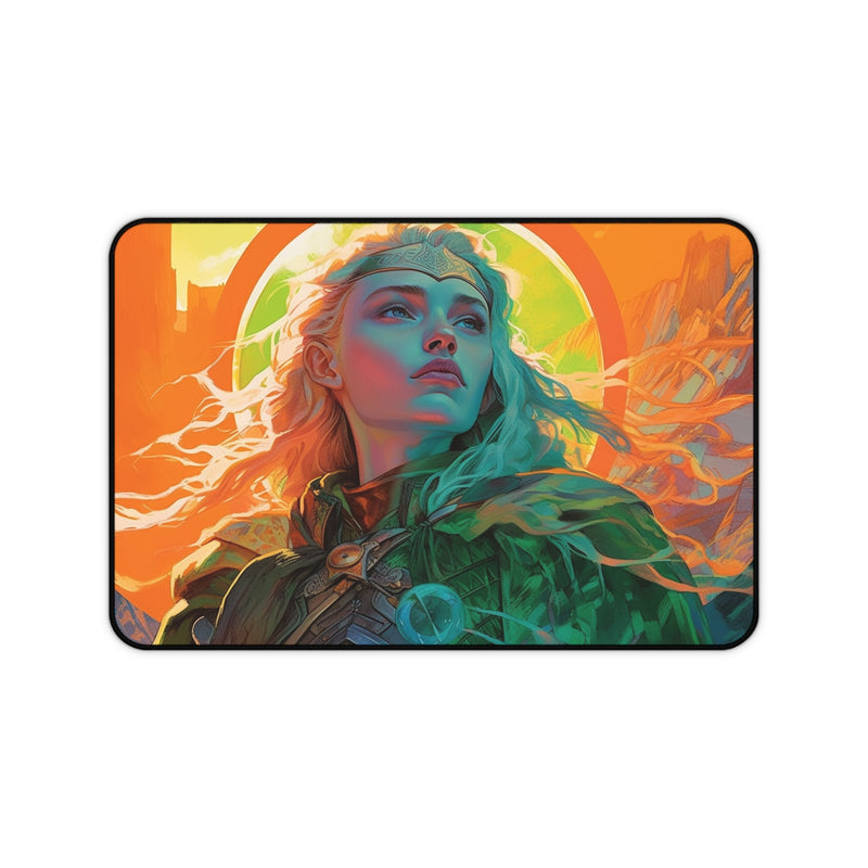 Load image into Gallery viewer, Neon Series High Fantasy RPG - Female Adventurer #5 Neoprene Playmat, Mousepad for Gaming
