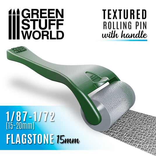 Green Stuff World - Rolling pin with Handle - Flagstone 15mm 10491