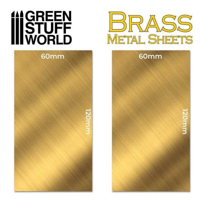 Green Stuff World Brass Metal sheets 60x120mm (Pack of 2) 10173