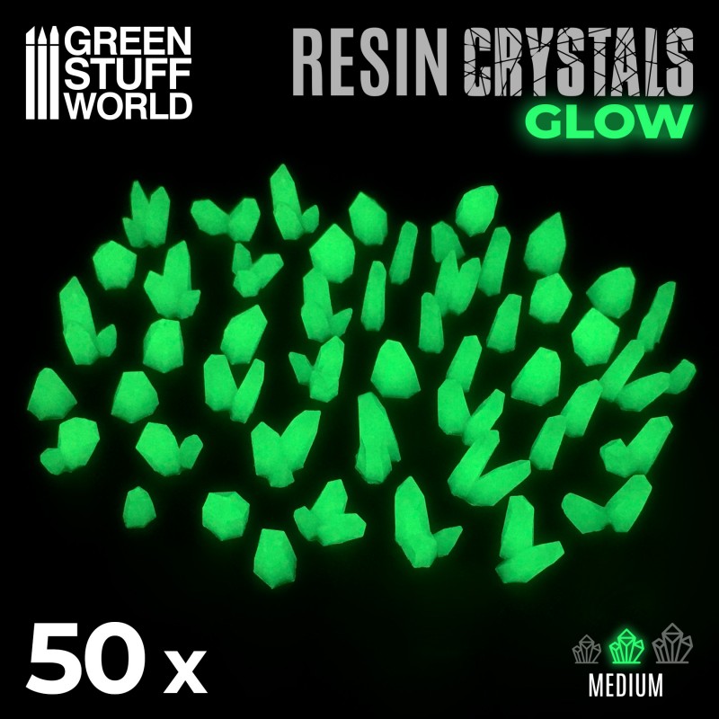 Load image into Gallery viewer, Green Stuff World for Models and Miniatures – Green Glow Resin Crystals – Medium 10392
