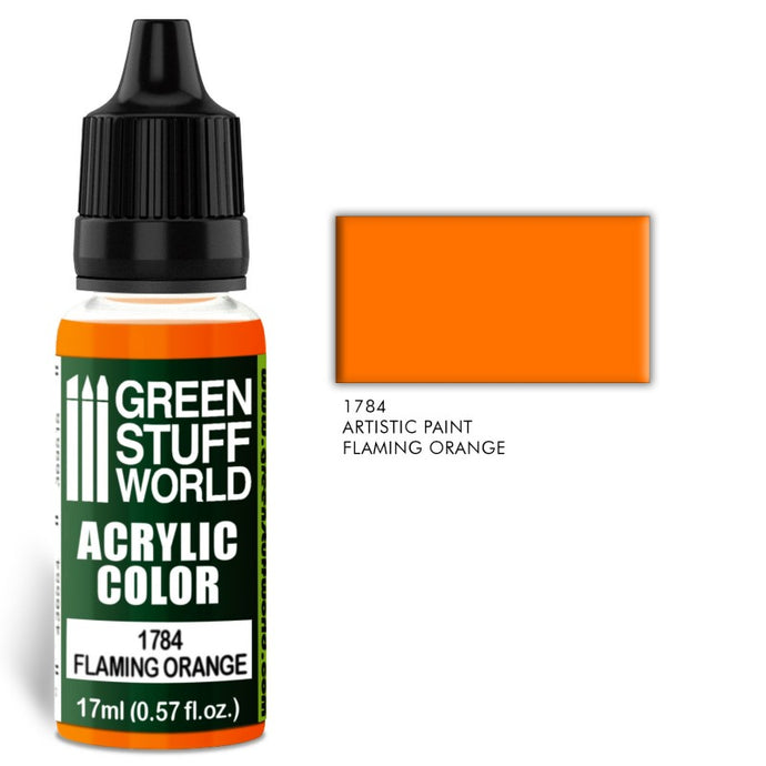 Green Stuff World – Acrylic Color Paint Flaming Orange 1784 for Models and Miniatures