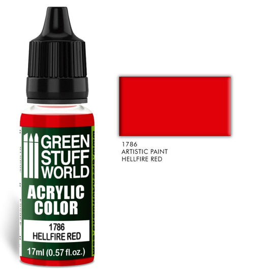 Green Stuff World – Acrylic Color Paint Hellfire Red 1786  for Models and Miniatures