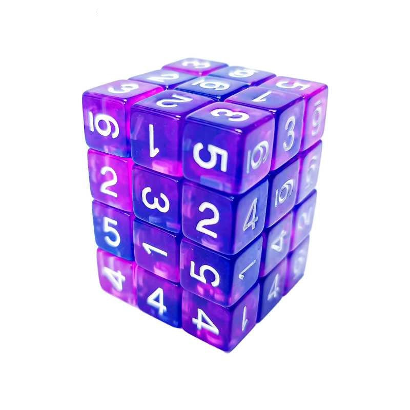 Load image into Gallery viewer, Green Stuff World D6 12mm Dice - Clear Blue/Purple 3384
