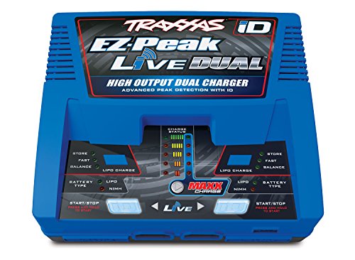 Traxxas 2973 EZ Peak Live Dual, 200W Multi-Chemistry 4s / 8s Charger with ID, Blue