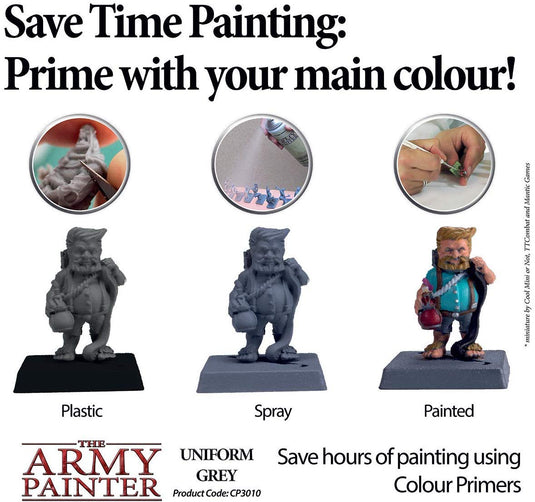 The Army Painter Primer Uniform Grey 400ml Acrylic Spray for Miniature Painting