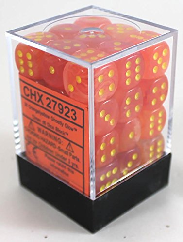 Chessex 27923 Ghostly Glow: 12mm D6 Orange/Yellow (36)