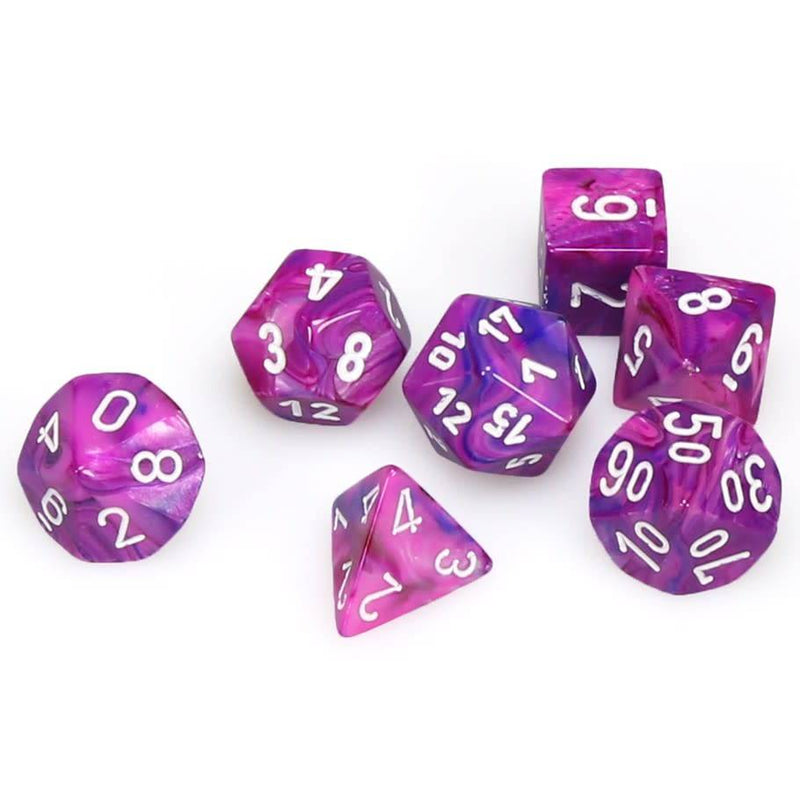 Load image into Gallery viewer, Polyhedral 7-Die Set Festive Violet w/ White Numbers Chessex CHX27457
