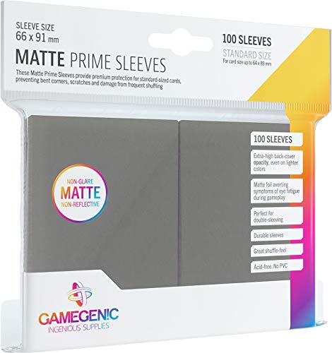 Gamegenic Matte Prime Sleeves: Dark Grey (100) (GG1037) Standard 66x91mm