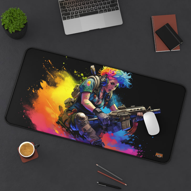 Load image into Gallery viewer, Design Series High Fantasy RPG - Female Punk Fighter #1 Neoprene Playmat, Mousepad for Gaming

