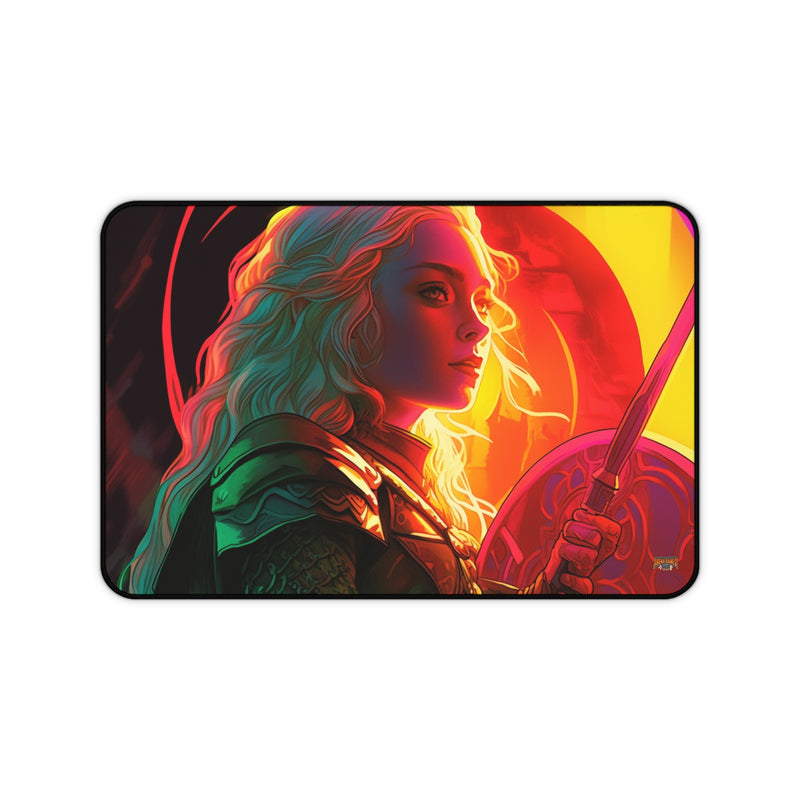 Load image into Gallery viewer, Neon Series High Fantasy RPG - Female Adventurer #3 Neoprene Playmat, Mousepad for Gaming
