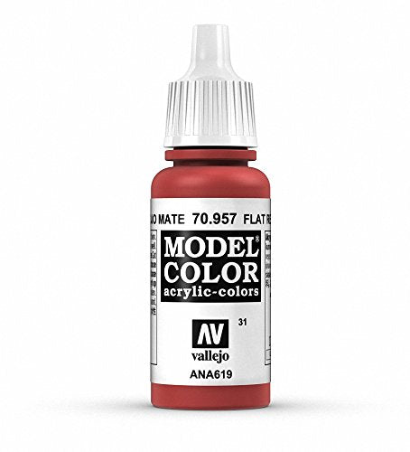 Vallejo Model Color Acrylic Paint, Flat Red 17ml