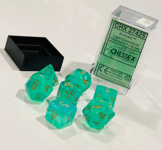 Chessex CHX27425 Dice-Borealis Set, Light Green/Gold