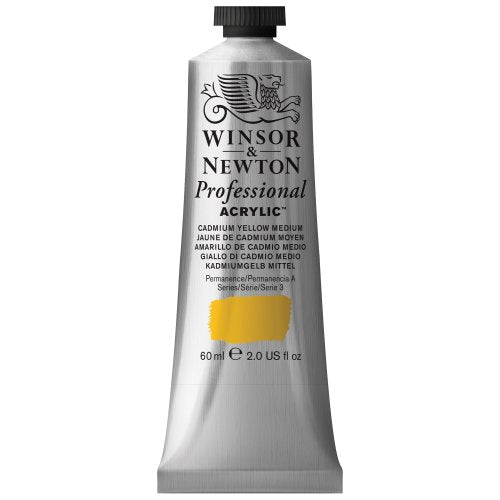 Winsor & Newton Professional Acrylic Color Paint, 60ml Tube, Cadmium Yellow Medium