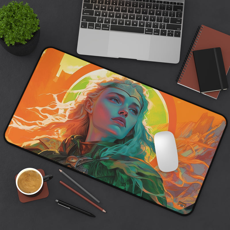 Load image into Gallery viewer, Neon Series High Fantasy RPG - Female Adventurer #5 Neoprene Playmat, Mousepad for Gaming
