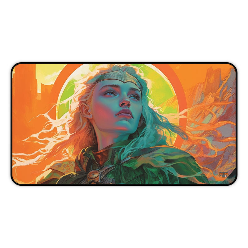 Load image into Gallery viewer, Neon Series High Fantasy RPG - Female Adventurer #5 Neoprene Playmat, Mousepad for Gaming
