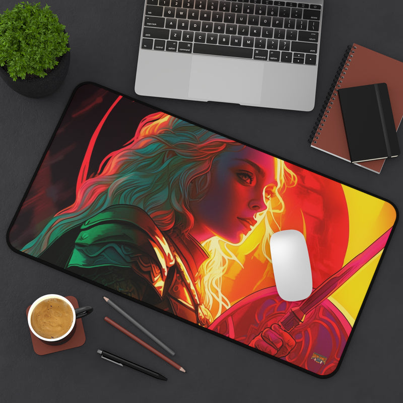 Load image into Gallery viewer, Neon Series High Fantasy RPG - Female Adventurer #3 Neoprene Playmat, Mousepad for Gaming
