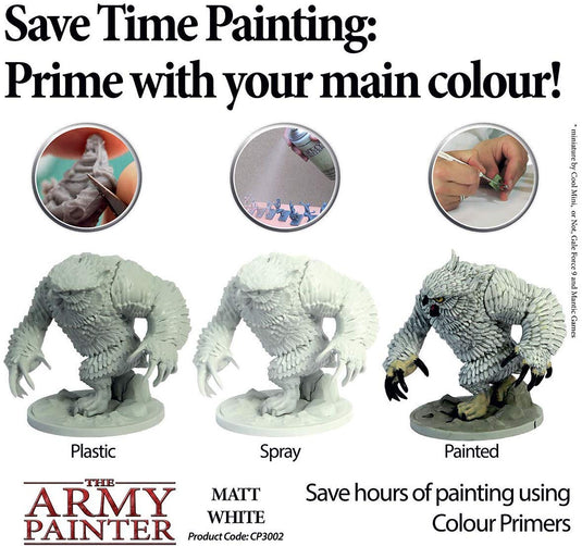 The Army Painter Primer Matt White 400ml Acrylic Spray for Miniature Painting