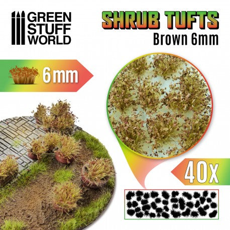 Green Stuff World for Models & Miniatures: Shrub Tufts - 6mm Brown 10746