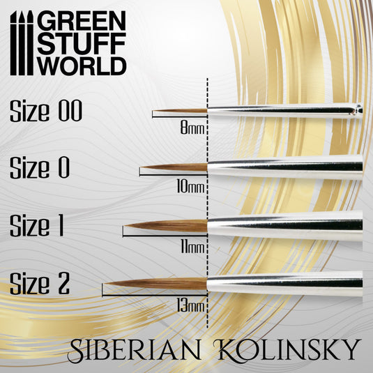 Green Stuff World Gold Series Siberian Kolinsky Brush - Size 0 - 2357