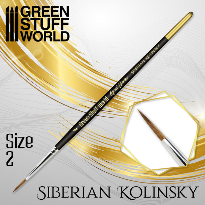 Green Stuff World Gold Series Siberian Kolinsky Brush - Size 2 - 2359