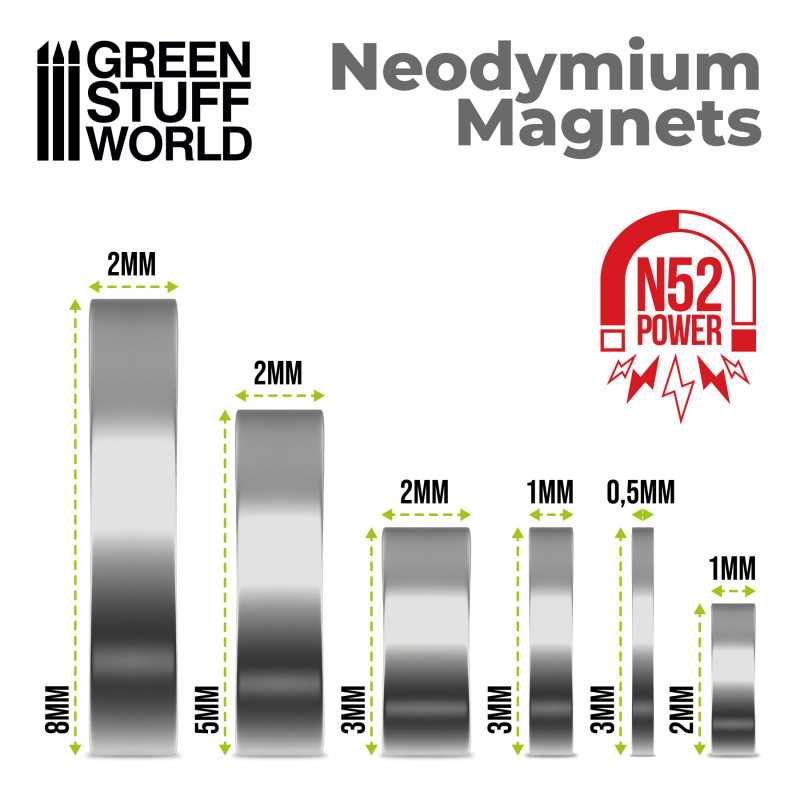 Load image into Gallery viewer, Green Stuff World Neodymium Magnets 5x2mm - 100 Units (N52) 9265
