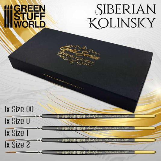 Green Stuff World for Models and Miniatures Premium Brush Set - Gold Series 10414