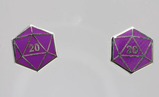 Foam Brain Games D20 Stud Earrings: Purple D20 FBG0844