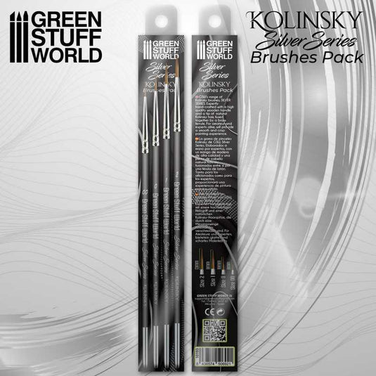 Green Stuff World SILVER SERIES Kolinsky Brush Set of 4 - 10193