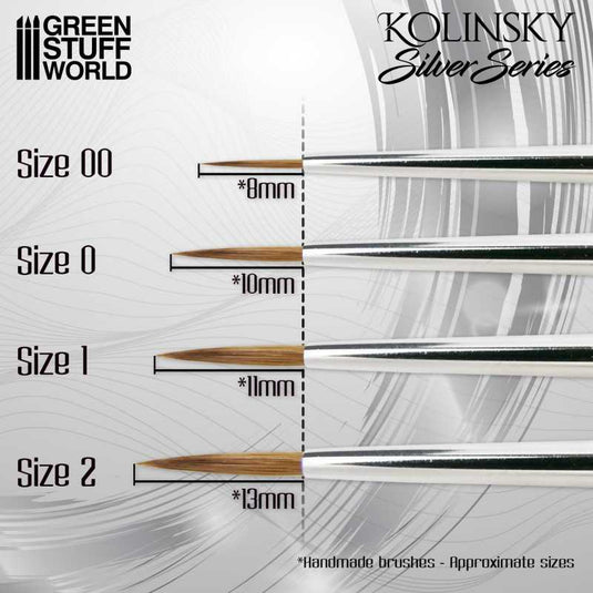 Green Stuff World SILVER SERIES Kolinsky Brush Set of 4 - 10193