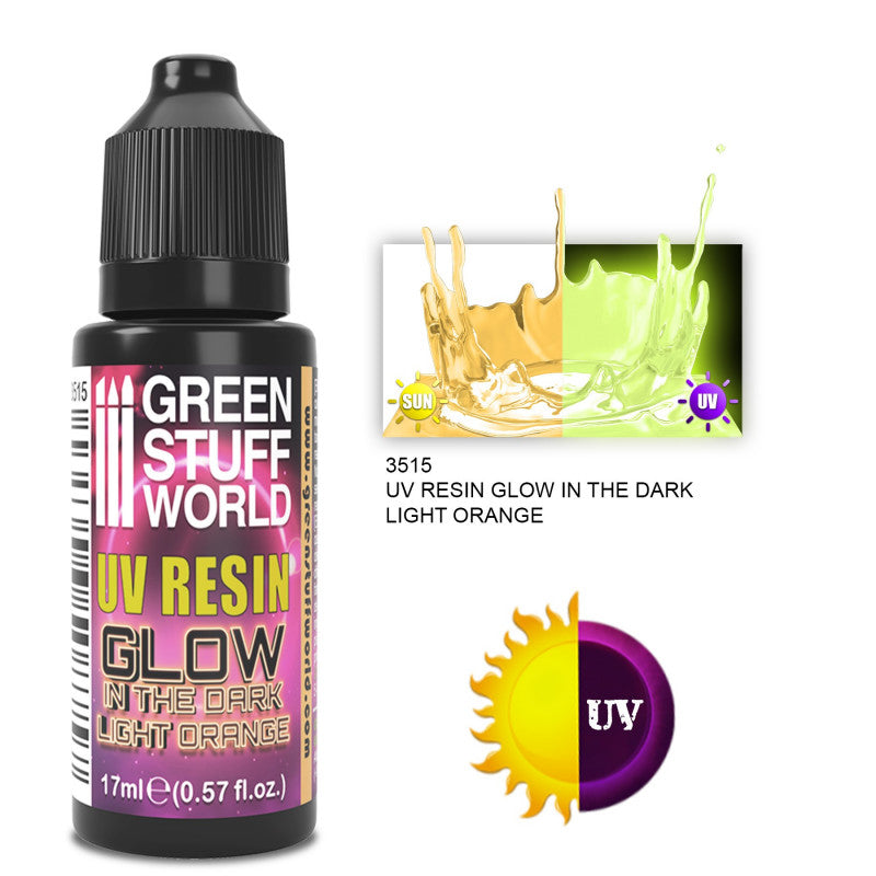 Load image into Gallery viewer, Green Stuff World for Models and Miniatures UV Resin - Glow in The Dark Light Orange 3515
